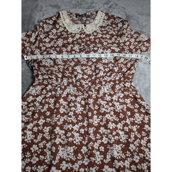 Women's Caramel Peter Pan Collar Dress With Tie - Size M - NWOT - Picture 4 of 10